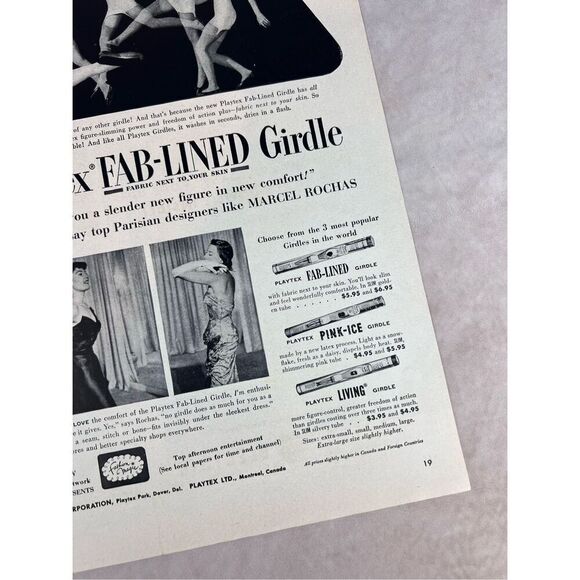 Vintage 1951 Playtex Fab Lined Girdle Woman Leaping Print Advertisement - Picture 3 of 5
